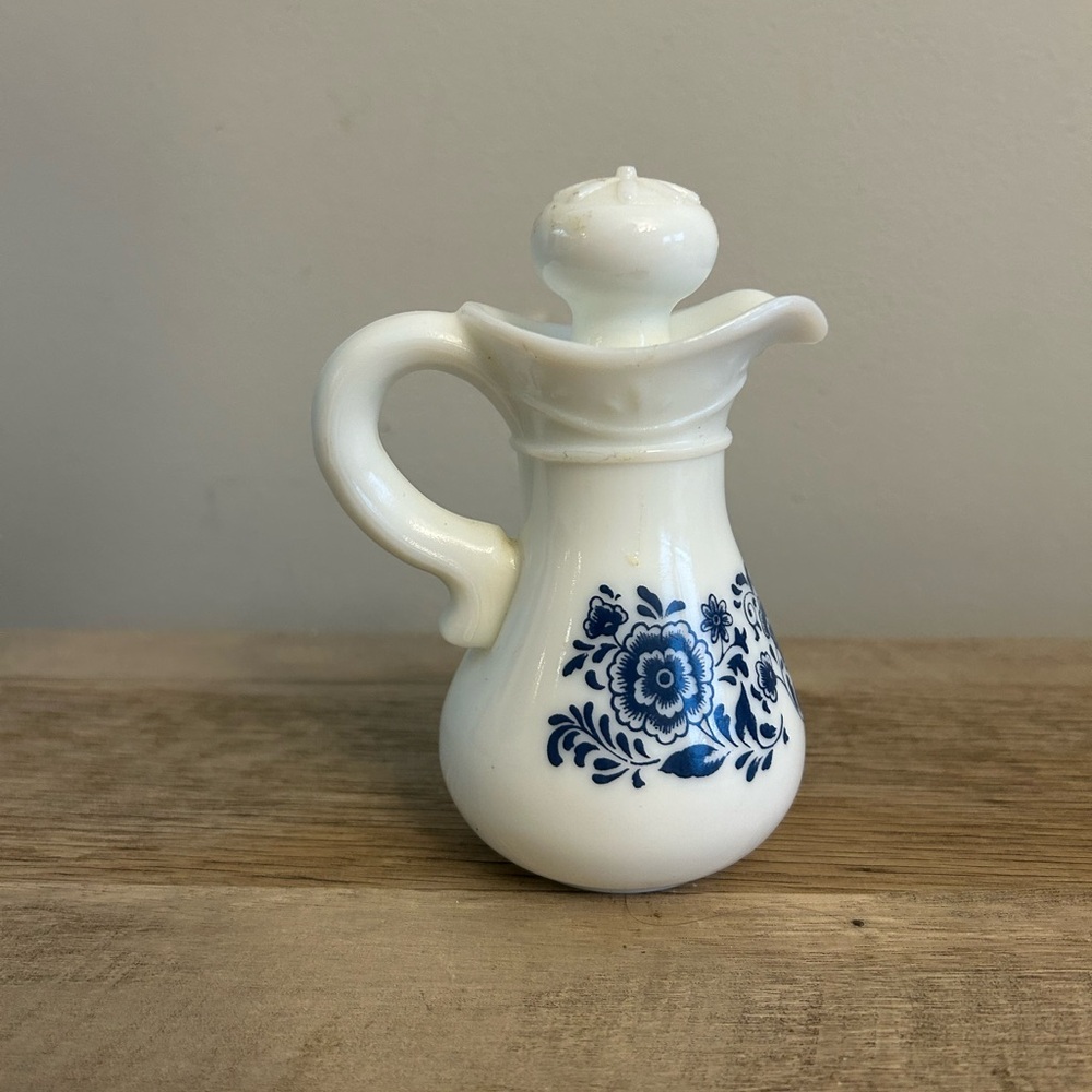 Vintage Avon‎ Delft Blue Milk Glass Pitcher vintage Cottagecore